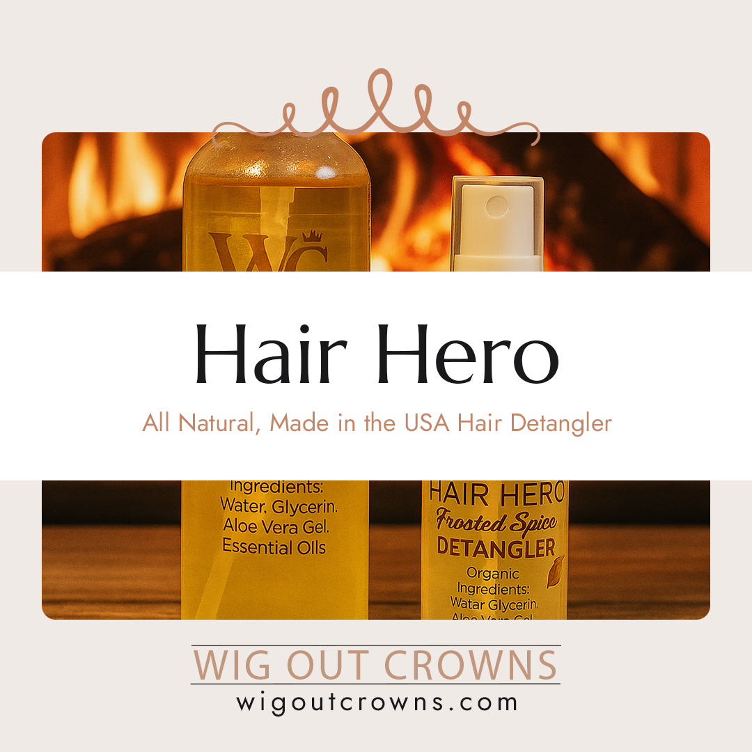 Hair detangler product with 'Hair Hero' branding and ingredients listed.