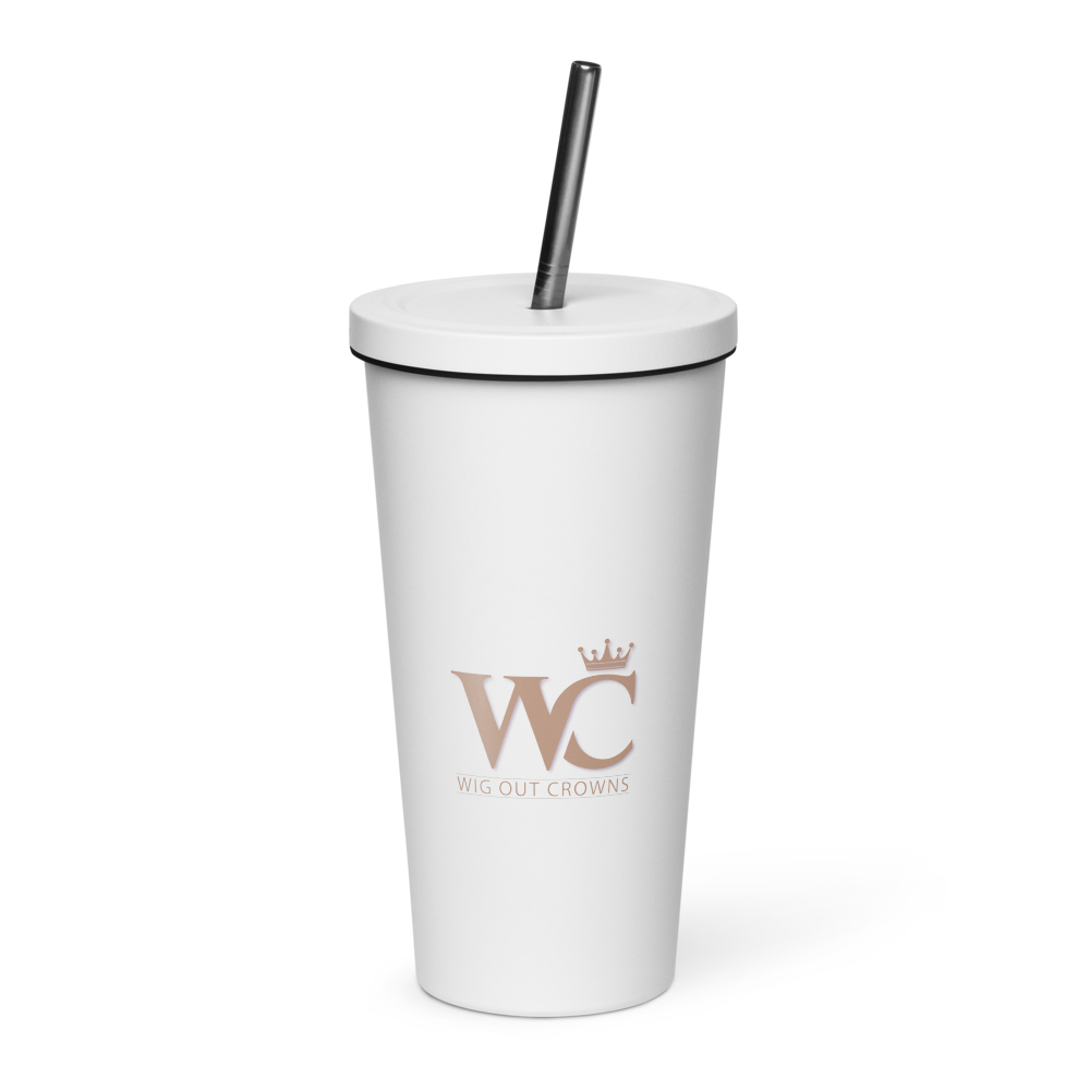 Insulated tumbler with a straw