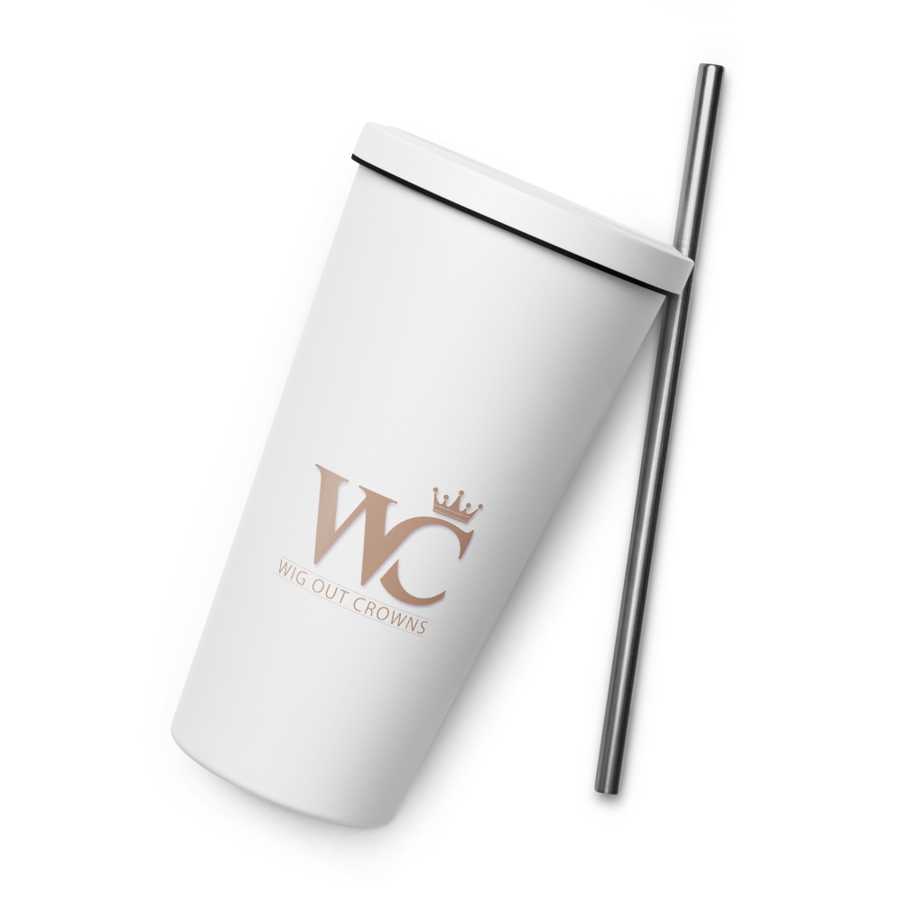 Insulated tumbler with a straw